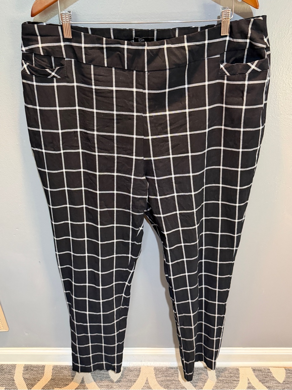 KIM ROGERS BLACK WINDOWPANE STRETCH DRESS PANTS SZ 20W